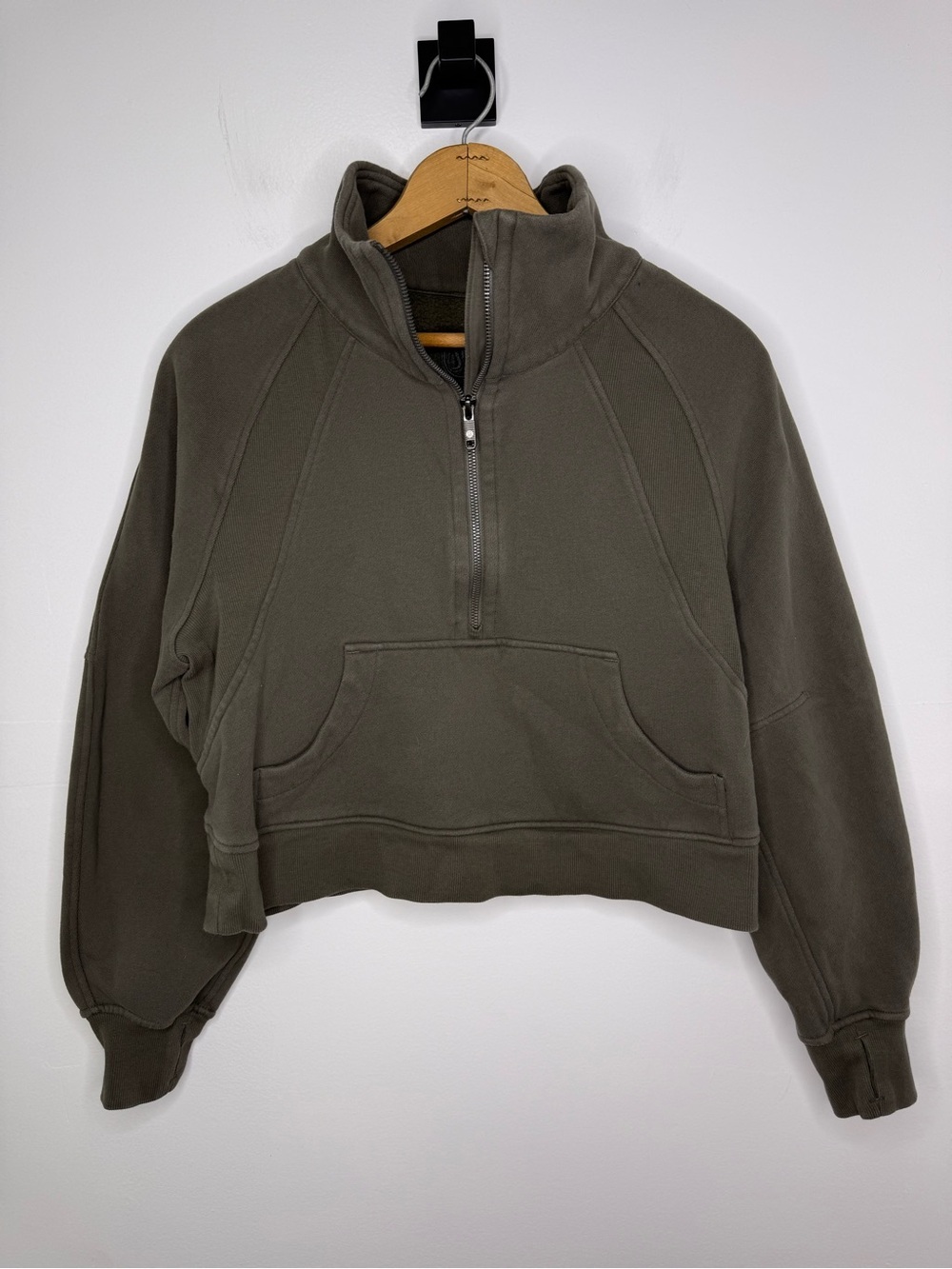 LULULEMON Army Green Scuba Oversized Funnel Neck Half Zip Jacket - Picture 2 of 8